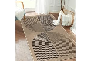 Capslpad Dywan, chodnik na korytarz, 80 x 150 cm, czarno-brązowy, jutowy, nadaje się do prania, antypoślizgowy dywan do salonu, kuchni, sypialni, na balkon