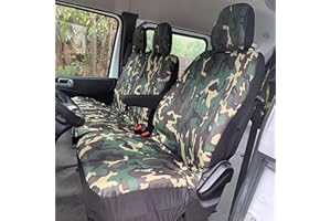 Auto Accessori Lupex Fundas universales para asientos de furgoneta y camión de 3 plazas, fundas de polialgodón, compatibles con reposabrazos, camuflaje verde