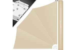KESSER® Balkonfächer klappbar mit Wandhalterung | 140x140cm | Sichtschutz Balkon Windschutz | Balkonsichtschutz | Seitenmarkise | witterungsbeständig | inkl. Montagematerial & Schutzcover | Beige