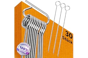 4happy Rouladennadeln, 30 Stück im Set - Rouladennadeln Edelstahl rostfrei, Länge 10 cm, Rouladenspieße mit rundem Griff und scharfer Spitze, praktischer Ersatz für Rouladenklammern