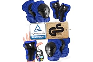 ‎99FLIPS 99FLIPS Knieschoner Kinder 3 Jahre Schoner Inliner Kinder - TÜV Rheinland GS Siegel [6er Set] FLASH - XS Blau - Protektoren - Knieschützer Kinder Protektoren Knie- und Ellenbogenschützer