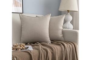 GIRASOLE HOME Coppia Federe Cuscini in Simil Lino Antiacaro e Ipoallergenico Per Divano e Letto Copricuscini Arredamento Casa con Zip Invisibile 2 pezzi (45x45cm, Tortora)