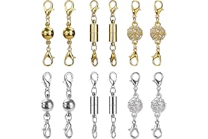 MENGH-SHOP Magnet Schmuck-Verschlüsse Magnetische Karabinerverschlüsse für DIY, Armband, Halskette Schmuck Making, Strass Ball Stil, Zylindrische und Ball Ton (Silber und Gold) 12 Stücke
