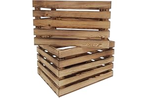 Odolplusz Drewniana skrzynka na wino, skrzynka na owoce, jabłka, 50 x 40 x 30 cm, wypalana, 1 sztuka