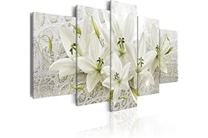 B&D XXL murando Quadro Fiori Giglio 5 pezzi Stampa su tela in TNT XXL Immagini moderni Murale Fotografia Grafica Decorazione da parete Astratto Natura