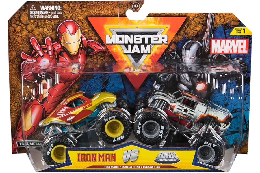 Monster Jam, Marvel Official Die-Cast Monster Trucks, 1:64 Scale, Kids’ Toys for Boys and Girls Aged 3 and up, Assorted Models