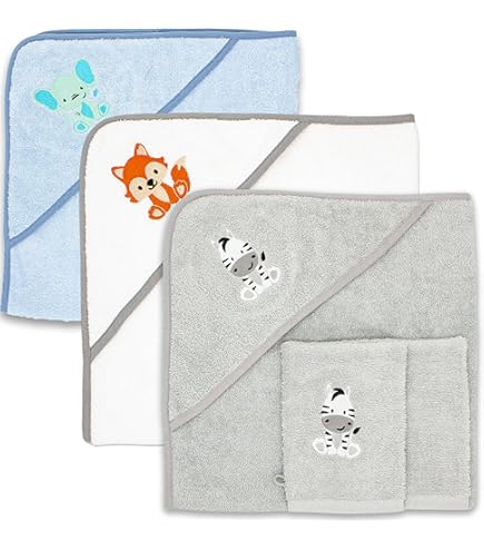 Asciugamano Con Cappuccio Per Bambini Wffeila - Pile Di Corallo, 80x80 Cm, Super Assorbente, Modello Orso - Foto 11