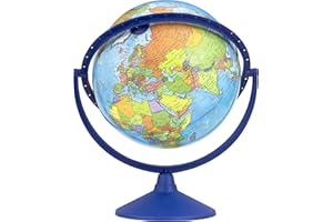 TOPGLOBE 30cm Globe terrestre en Anglais, Rotation à 360 °