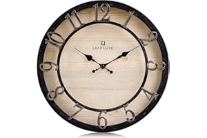 Lafocuse 30cm Reloj de Pared Numeros 3D Vintage, Silencioso Reloj Rustico Retro Negro, Clasico Antiguos Decoracion sin Tictac para Salon Cocina Dormitorio Oficina