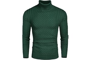 COOFANDY Pull col Rouler Homme Pull Hiver en Tricote Manches Longues Pulls col Roulé Basique Slim Fit Pulls Camionneur Chaud