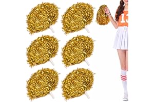 Niuhong 6PCS Cheer Leader Poms Animadora Poms Accesorios Porristas Pom Bright Metallic Cheers Ball Squad Cheer Farben Pompons Poms Hand Flower Spirit Cheering Pom Colours Sports Games Team (Dorado)