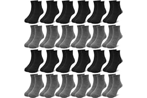 ZERULETS 24 Pairs Boys Girls Socks Kids Toddler School Black White Gray Boy Sport Sock for 1-13 Years Children