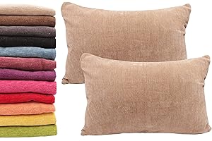 Meishida Juego de 2 Fundas de Cojín 40 x 60 cm Tejido de Chenilla Suave, Fundas Almohada con Cremallera Oculta Decorativa para Sofá y Cama (Beige, 40 x 60 cm)