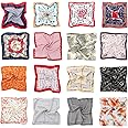 HBselect 16 pezzi Foulard Donna di Raso 50x50 cm Multiuso Sciarpa Donna Fantasia Fazzoletti da Collo Multicolore Bandana Donn