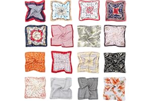 HBselect 16 Pezzi Foulard di Raso 50x50 cm Multiuso Sciarpa Fantasia Fazzoletti da Collo Multicolore Bandana Donna