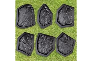 Betonex 6 pcs Flagstone Molds ABS 2mm Cement Mold - Paver Mold Reusable, Paving DIY Stepping Stone Mold - Casting Pathmaker Garden Pathmate Pavement Precast Concrete Molds and Forms Walkway