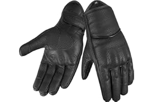 The AMA LOOK Perforated Leather Motorbike Gloves, Touchscreen Compatible Summer Motorcycle Riding Racing Gloves for Men