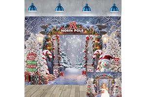 TENCOW Weihnachts-Hintergrund, Weihnachts-Stange, Süßigkeiten-Nordpol, Schnee, Wald, Landschaft, Fotografie, Hintergrund, Weihnachten, Silvester, Urlaub, Familienfeier, Kinder, Portrait, Studio-Requisiten