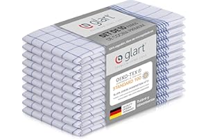 Glart 48KB2 juego de 10 paños de cocina paños de cocina paños de cocina paños de cocina, 50x70 cm, 100% algodón OEKO-TEX, cuadros azules, prelavados