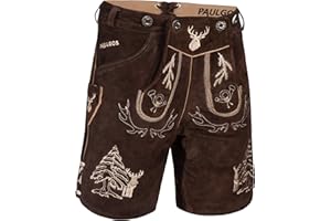PAULGOS Herren Trachten Lederhose HK5 + Träger, Echtes Leder, Gr. 44-60