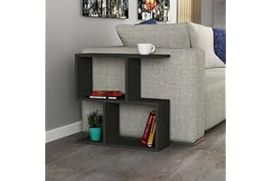 Dmora - Tavolino da salotto Polyh, Tavolo basso da caffè, Portariviste per divano, Ripiano da soggiorno, 60x20h60 cm, Antracite