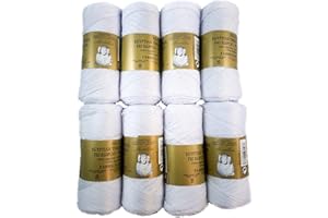 MORILLAS ▷ Pack de Zepelines de Algodón perlé 100% egipcio mercerizado para DIY y tejer a mano labores de ganchillo o punto con un acabado elegante. (8 unidades Perlé N8, Blanco)