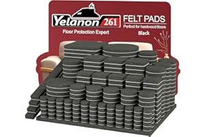 ‎YELANON Yelanon Filzgleiter selbstklebend - 261 Stück Filzgleiter Set Groß Premium Möbelgleiter Filz Selbstklebend - Bester Bodenschoner Filz selbstklebend Möbelgleiter für Möbelfüße Schwarz