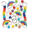 Baker Ross AR434 Make Your Own Wooden Rainbow Keyring, For Kids To Paint, Decorate and Use (Pack of 4), 12cm