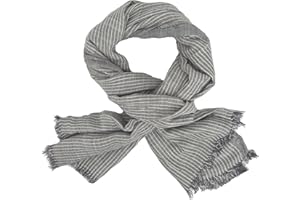 Ella Jonte Schöner Herrenschal Baumwolle Viskose grau weiß Streifendesign in Leinen-Optik