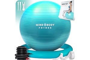 MIND BODY FUTURE Exercise Ball Chair (55cm, 65cm & 75cm) - Yoga Ball & Stability Ring. For Pregnancy, Balance, Pilates or Birthing Therapy. Use at Office, Gym or Home. Anti-Burst and Anti-Slip Premium Grade