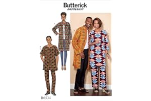 Butterick Patterns 6534 XM, Misses/Uomo Cappotto, Tunica e Pantaloni, Taglie S-L, Tessuto, Multicolore, 17 x 0.5 x 22 cm
