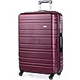 A2B 30-Inch Checked Luggage – Hardshell Suitcase with 4 Spinner Wheels, Lightweight Travel Bag, 360 Degree Smooth Movement, Large Capacity | Plum, Purple Colour (Plum, Large)