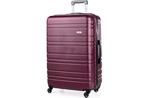 A2B 30" Large Light Weight Hard Shell Purple Suitcase - Luggage with 4 Spinner Wheels, Durable ABS Travel Cases for Holiday, Stress Tested Zippers, Ideal for All Travel (Plum, Large)