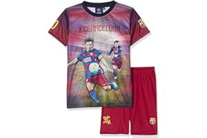 FC BARCELONE Fc Barcelona Conjunto oficial de camiseta y pantalones cortos (talla para niño), diseño de Lionel Messi