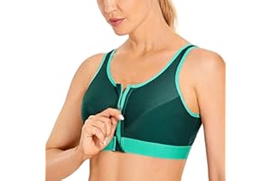 SYROKAN - Sujetador Deportivo Espalda Deportiva con Cremallera para Mujer