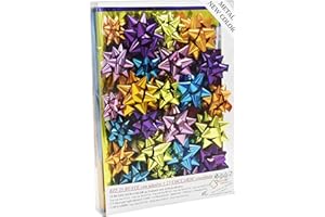 PACK-IN CENTER SRL Buste Regalo METAL NUOVO COLORE, SET MEDIUM PLUS, 25 Buste Metallizzate con Striscia Adesiva + 25 Coccarde coordinate, Colori Assortiti