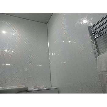 4 White Sparkle Diamond Effect PVC Bathroom Cladding ...