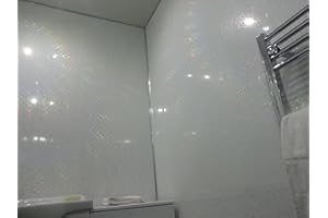 BCS PANELS 10 White Sparkle Diamond Effect PVC Bathroom Cladding Shower Wall Panels