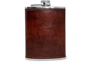 VB VIN BOUQUET Petaca de Acero, Inoxidable/Forrada en Piel con Embudo Incluido