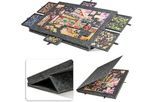 LAVIEVERT Tavola puzzle inclinabile 2 in 1, leggero in feltro con 6 cassetti, portatile per giochi fino a 1000 pezzi