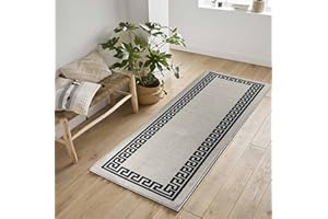 Serdim Rugs Machine Washable Greek Key Design Hall Runner- Stair Runner - Hallway-Passage Corridor Kitchen Anti Slip Doormats 80x150 cm