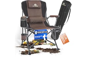 Naturkönig® Campingstuhl Faltbar Braun Stabil bis 160Kg [Ergonomisch Große Sitzfläche] mit Kissen Universalhalterung Tasche G