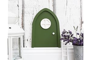 TinyFoxes Wichteltür grün fürs Kinderzimmer mit Leuchteffekt im Türfenster- zauberhafte Wanddekoration - von Kristin Franke