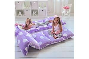 Butterfly Craze Floor Pillow Case, Mattress Bed Lounger Cover, Polka Purple, Queen, Cozy Seating Solution for Kids & Adults, Recliner Cushion, For Reading, TV Time, Sleepovers, & Toddler Nap Mat