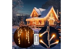 DEUBA MONZANA® Cadena de Luces 400 LED Blanco Cálido 15m Mando a Distancia Resistentes al Agua Cortina de Luz Decorativa Navideña Interior Exterior