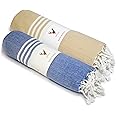PATVY Bath Towels| Light Weight Turkish Style Bath Towels For Men Large Size Cotton|75 X 150Cm Quick Absorption &Faster Drying Bath Towel For Women| 100% Cotton (Pack Of 2, Beige & Royal Blue), 90 TC