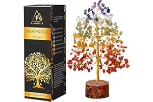 FASHIONZAADI Seven Chakra Tree of Life, Crystals and Gemstones Tree, Feng Shui Bonsai Tree for Positive Energy, 7 Chaka Tree, Artificial Decorative Tree, Spritiual Gifts for Women, Reiki Healing Money Tree