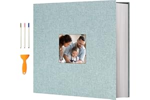 Vienrose Album Fotos Autoadhesivo 33x32 CM Album de Fotos Para Pegar y Escribir Funda de Lino Scrapbook Regalo Bebé Cumpleanos Recuerdos Boda Aniversario Familiares con un bolígrafo, 120 páginas