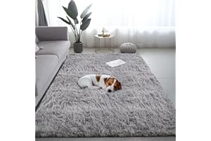 VOFUSHON Dywan z wysokim runem Shaggy, na korytarz, nowoczesny, puszysty, miękki, duży dywan do salonu, dekoracja do salonu, sypialni, pokoju dziecięcego (160 x 230 cm, szary)