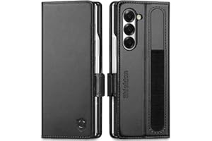 SHIELDON Etui do Galaxy Z Fold 6 5G, Etui z prawdziwej skóry Blokada RFID Gniazda na karty Portfel S-Pen Uchwyt Flip Case Cover Stand Kompatybilny z Galaxy Z Fold6(7,6", 2024), czarny